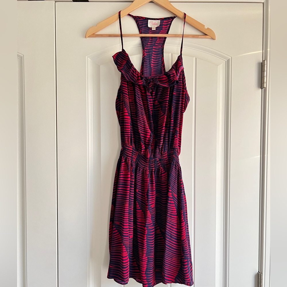 Parker Silk Pink and Purple Geometric Cami Dress